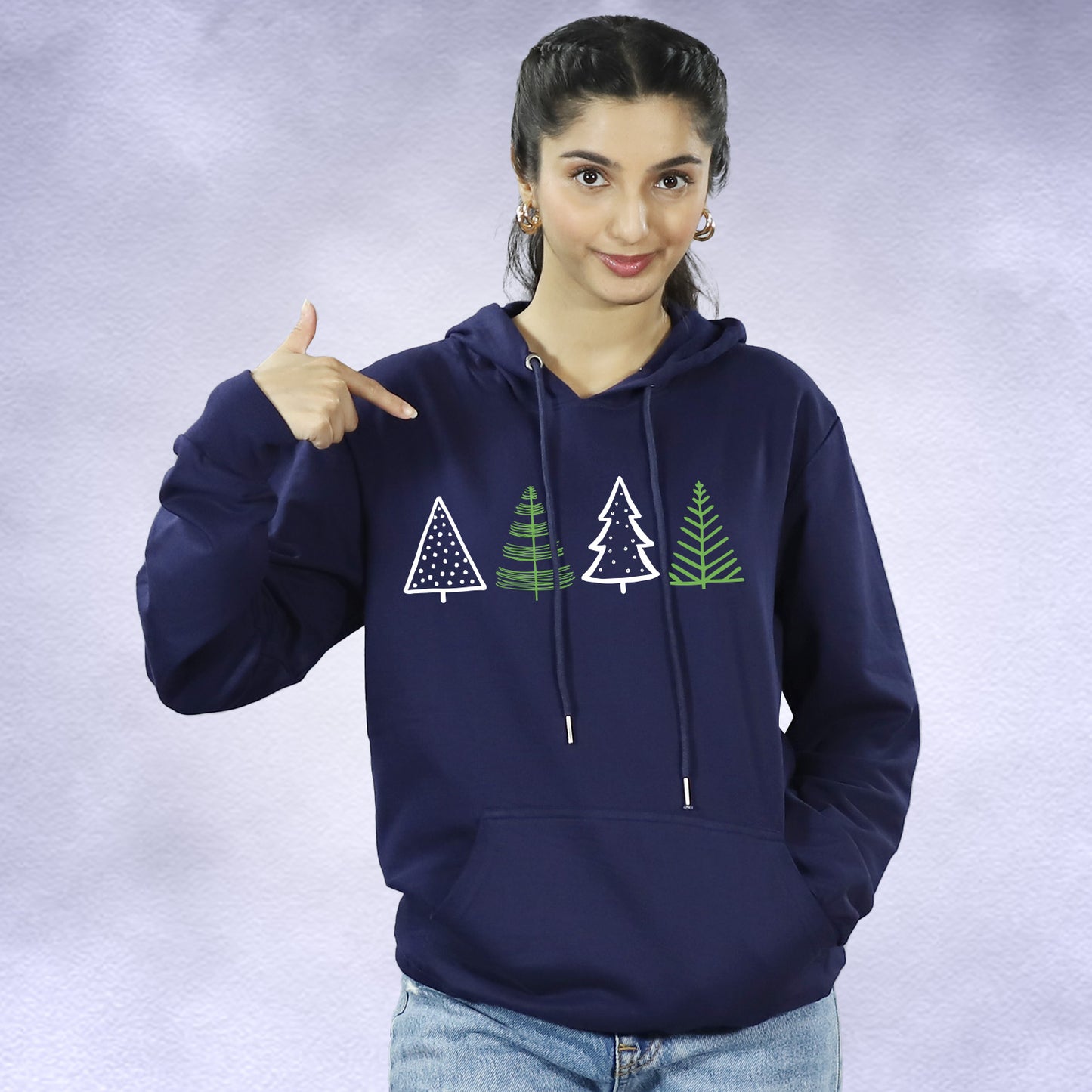 Christmas Trees on Hoodie